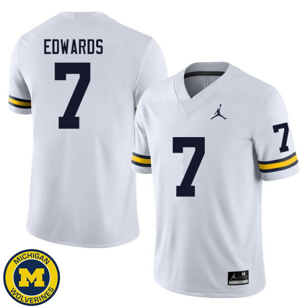 Men's University of Michigan #7 Donovan Edwards White High School Jersey